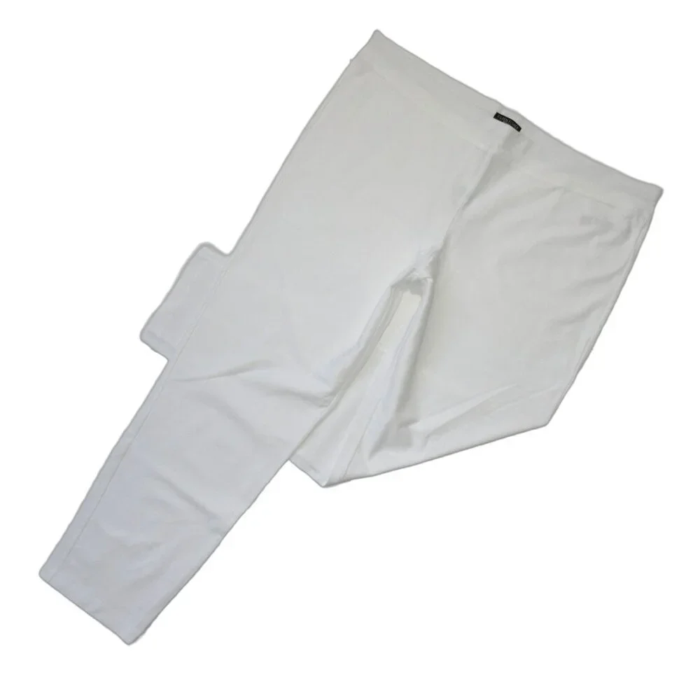 NWT Eileen Fisher Slim Ankle w/ Yoke in White Washable Stretch Crepe Pants XXL